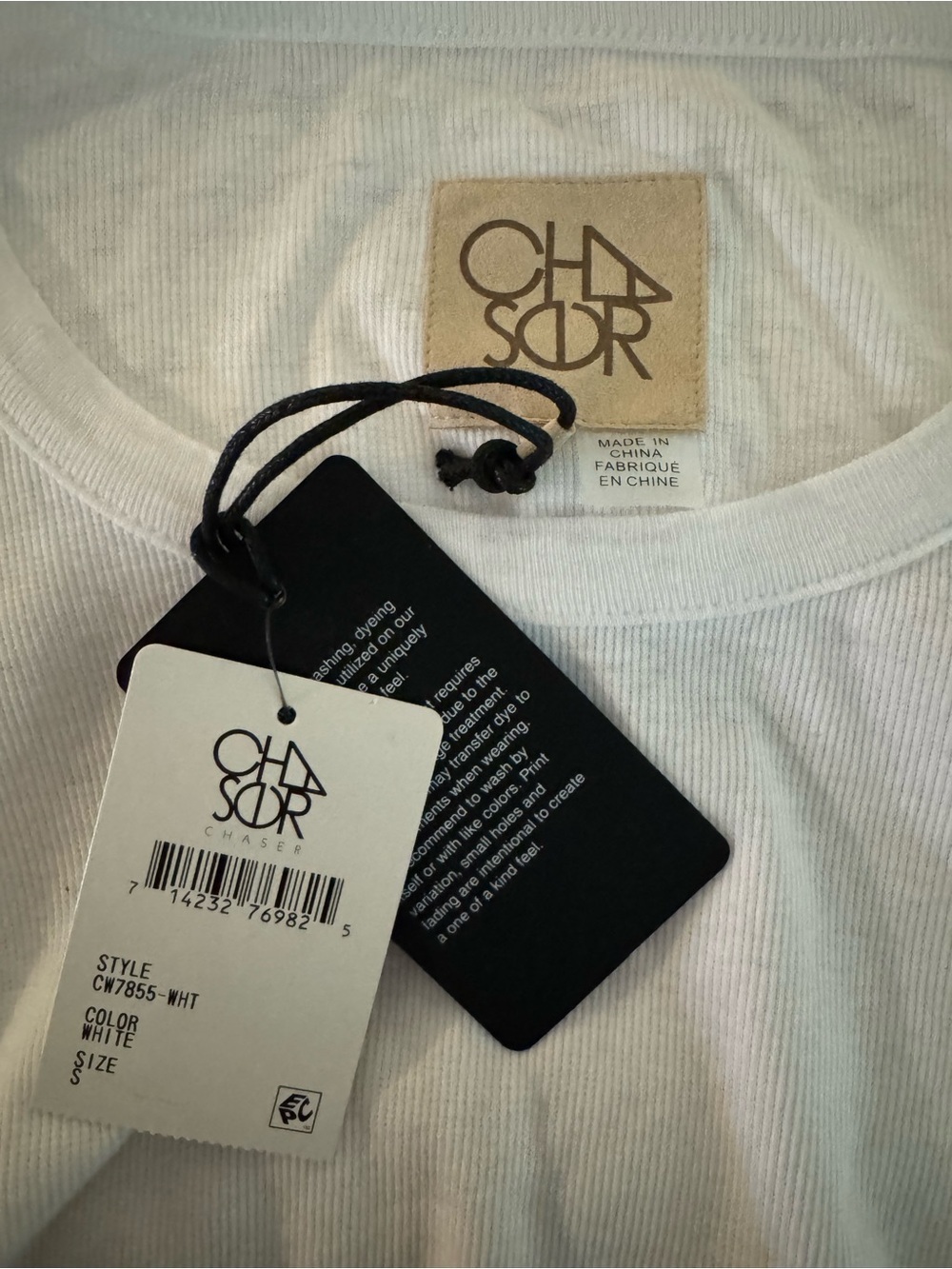 Chaser for Revolve White Ribbed Side Ruched Drawstring Tee NWT Small - Picture 2 of 6